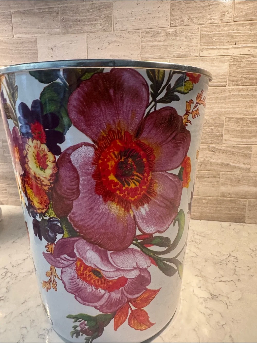 Floral Decorative Waste Bin in Multi-Color